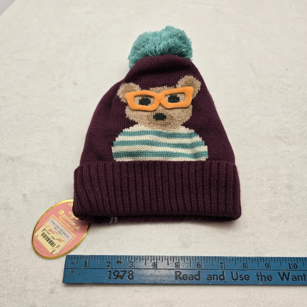 Powder‎ Bear Pom Beanie Cute Animal Winter Hat Fleece Lined